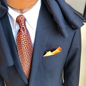 Banana Republic Wool Navy Mini-Gingham Suit 42R